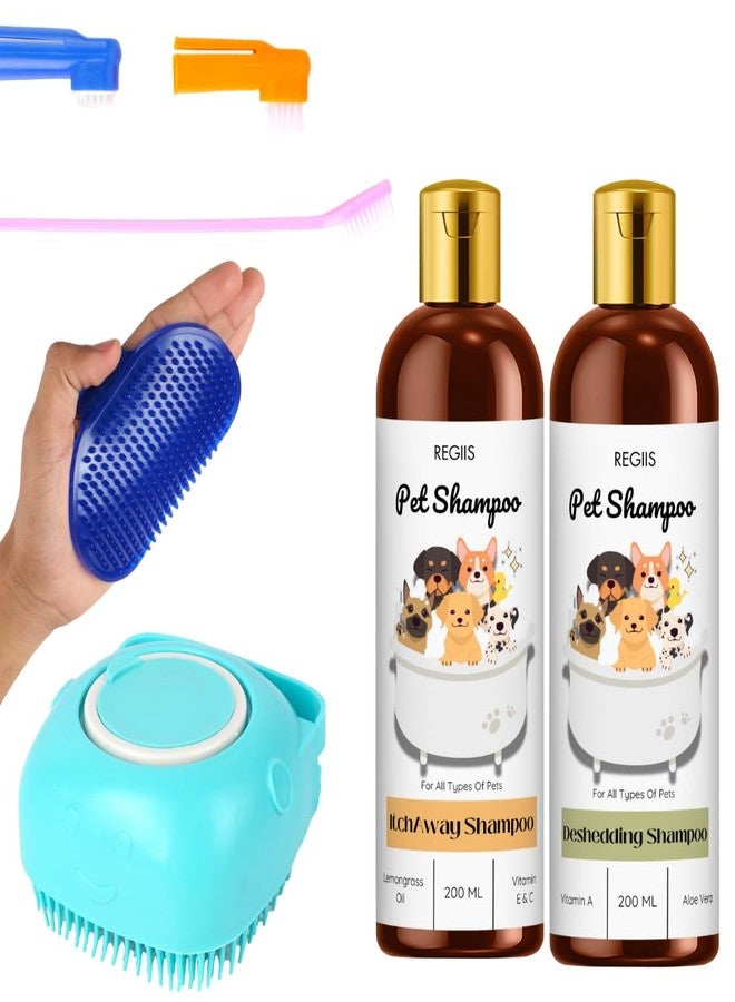 شامبو ريجيس للحيوانات الأليفة للكلاب، شامبو مضاد للحكة ومزيل للشعر المتساقط، 200 مل لكل عبوة، عبوة من 5 قطع